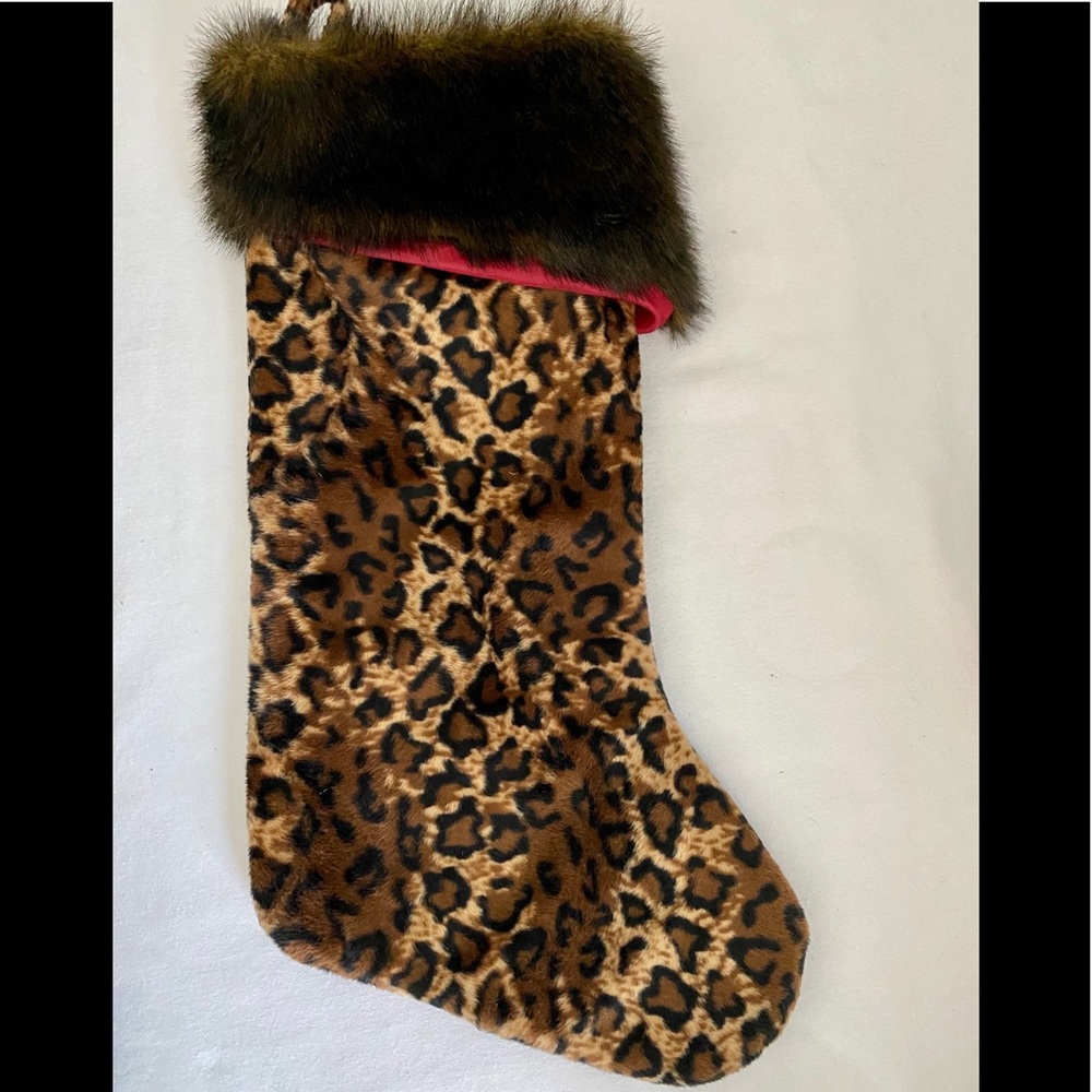 Christmas Stocking Leopard Print ~Like new